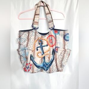 Paul Breut Sun & Sand Double Handle Canvas Art To Wear Tote Beach Travel Bag